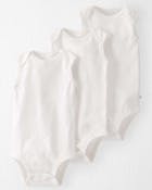 Unisex Sleeveless Onesies, White, 12-24M, 3 Pack