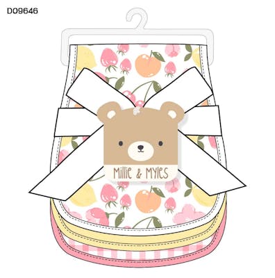 Girls 3Pk Burp Cloth