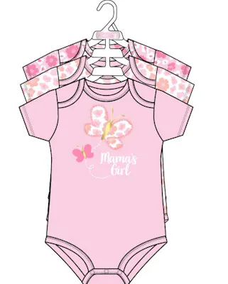 3pk Girls Short Sleeve Creepers, Size 0-9M