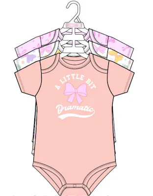 3pk Girls Short Sleeve Creepers, Size 0-9M