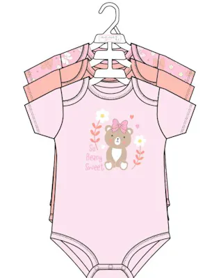 3pk Girls Short Sleeve Creepers, Size 0-9M