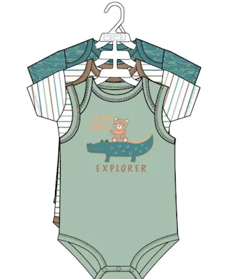 3pk Boys Short Sleeve Creepers, Size 0-9M