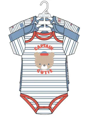 3pk Boys Short Sleeve Creepers, Size 0-9M