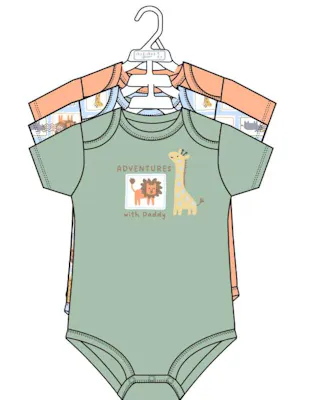 3pk Boy's Short Sleeve Creepers, Size 0-9M