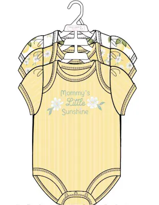 3pk Girls Short Sleeve Creepers, Size 0-9M