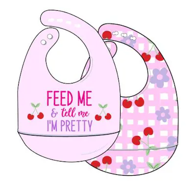 Girls Silicone Bibs - 2pk