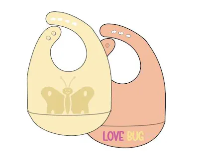 Girls Molded Silicone Bibs - 2 Pack