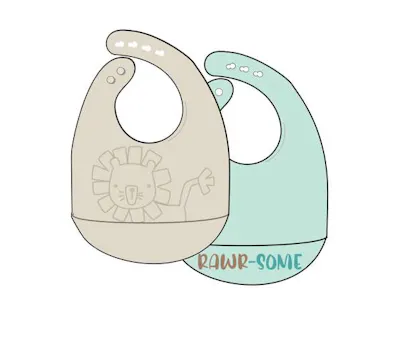 Molded Silicone Bibs - 2 Pack