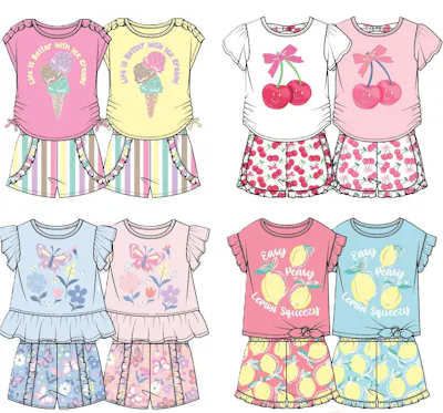 Girls' 2-Piece Shorts Set - Assorted, Sizes 4-6X
