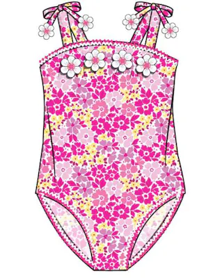 Girls One Piece Swimsuits, Size 7-12