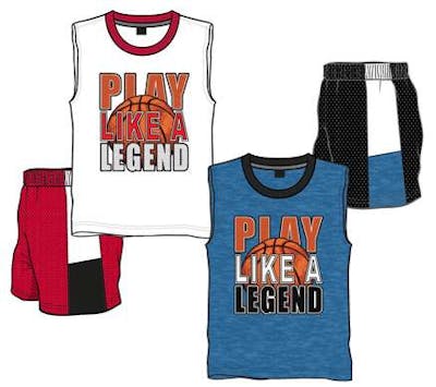 Boys 2Pc Knit Tank Short Sets - Size 4-7, Charcoal