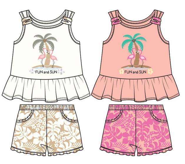 Little Girls' Knit Short Sets - Assorted Colors, Size 2-4T