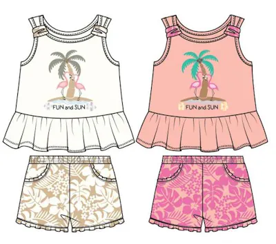 Little Girls' Knit Short Sets - Assorted Colors, Size 2-4T