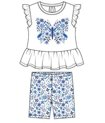 Girls' Short Sleeve Bike Short Set - White, Size 4-6X