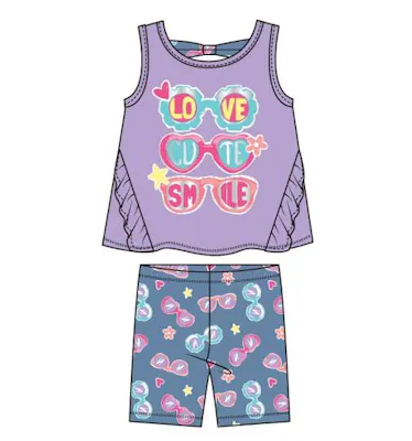 Girls' Short Sleeve Bike Short Set - Lilac, Size 4-6X