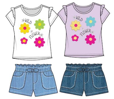 Girls' 2-Piece Denim Short Set - Assorted, Sizes 4-6X