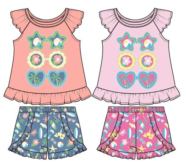 Girls' Knit Short Sets - Assorted Colors, Size 4-6X