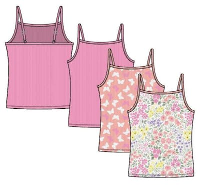 Girls' Ribbed Camisoles - Assorted Colors, Size 4-6X, 3pk