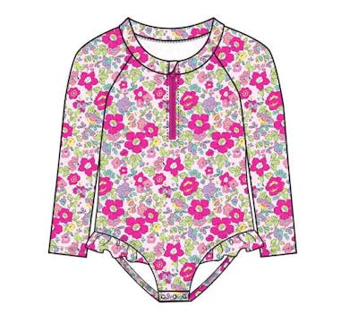 Girls Rash Guard Suits, Size 0-9 Months