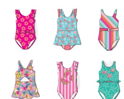 Girls One Piece Swimsuits - Size 4-6X, Assorted