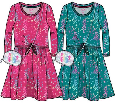 Girl's Long Sleeve Dresses with Purse, Size 7-16