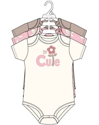 3pk Girls Short Sleeve Creepers, Size 0-9M