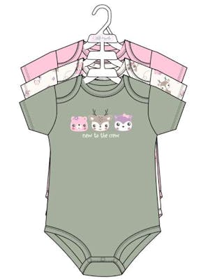 3pk Girls Short Sleeve Creepers, Size 0-9M