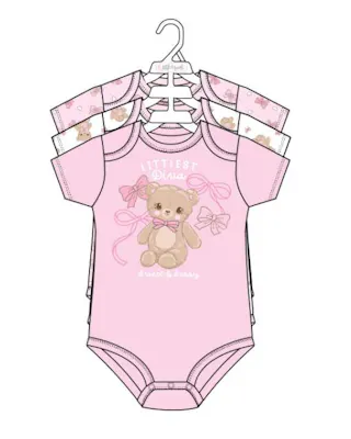 3pk Girls Short Sleeve Creepers, Size 0-9M