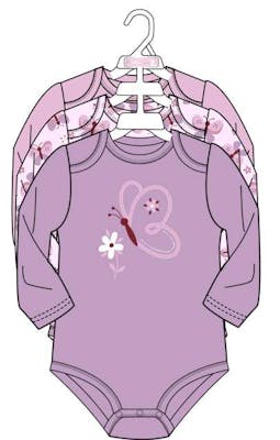 3pk Girls Long Sleeve Creepers, Size 0-9M