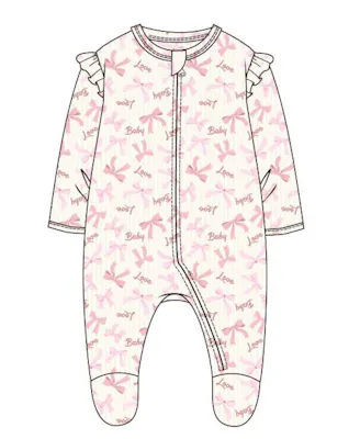Girls Double Knit Snap Rompers, Size 0-9 Months