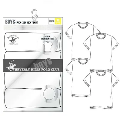Boys T-Shirt - Size 4-18, 4pk