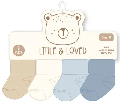 Boys' Terry Socks - Size 0-12M, 8pk