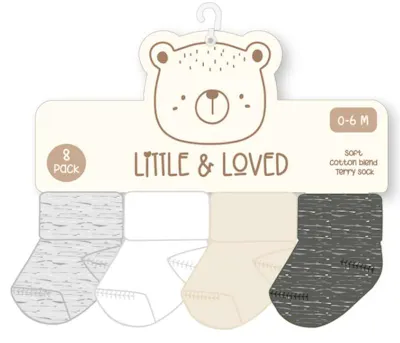 Boys' Terry Socks - Size 0-12M, 8pk