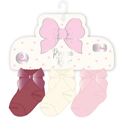 Girls Fancy Socks - Size 0-12M, 6pk