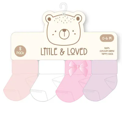 Girls Flat Knit Socks - Size 0-12M, 8pk