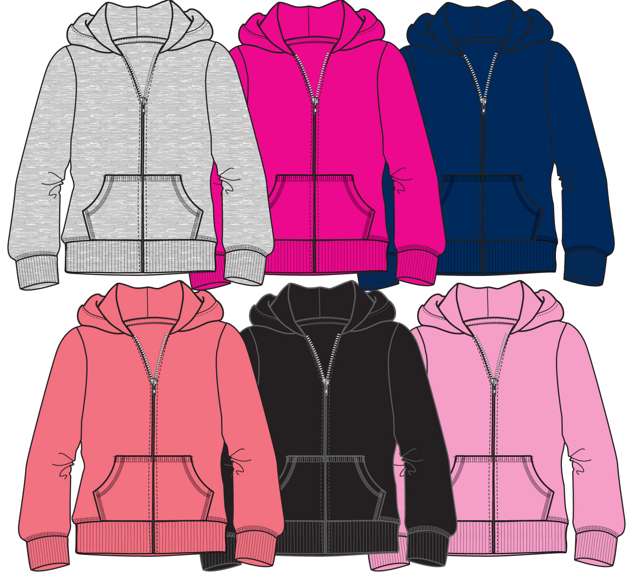Girls' Fleece Zip Hoodies - Size 4-6X, Assorted Colors