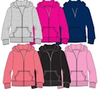 Girl's Fleece Zip Hoodies - Size 7-16, Assorted Colors image number null