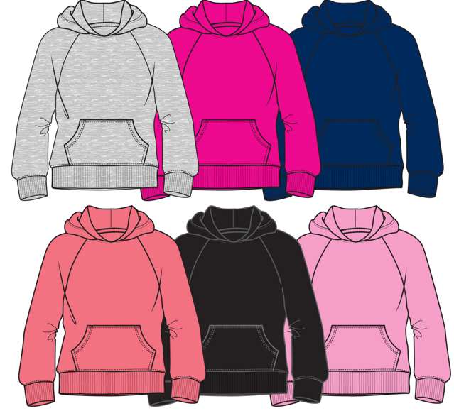 Girl's Fleece Pullover Hoodies - Size 7-16, Assorted Colors