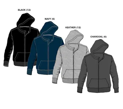 Boys Zip Hoodies - Size 8-18, Assorted Colors