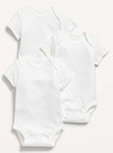 Unisex Short Sleeve Onesies, White, 12-24M, 3 Pack image number null