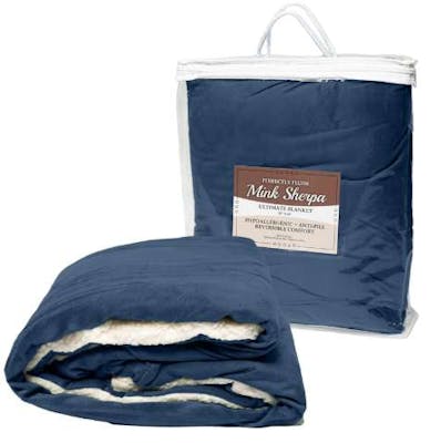 "50x60" Micro Mink Sherpa Blanket - Navy