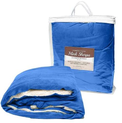 "50x60" Micro Mink Sherpa Blanket - Royal