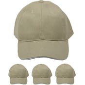 Baseball Caps - Khaki, Pre-Curved, Adjustable