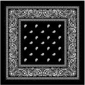 Paisley Bandanas - Black, 21" x 21"