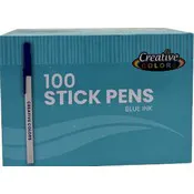 Blue Ink Stick Pens - 100 Count