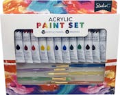 Art Supply Sets - 12 Paints & 6 Brushes