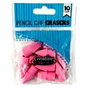Pencil Cap Erasers - Pink, 10 Count