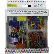 Office Accessory Value Packs - Paper Clips, Push Pins, Binder Clips