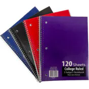 3 Subject Spiral Notebooks - College Ruled,120 Sheets, 4 Cover Colors
