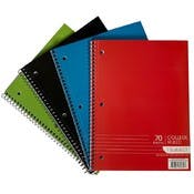1 Subject College Ruled Spiral Notebooks - 70 Sheets, 4 Colors